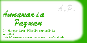 annamaria pazman business card