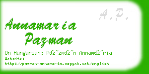 annamaria pazman business card